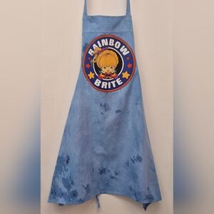 Blue Tie-Dye Kitchen Apron Rainbow Brite Design Hand-dyed Custom